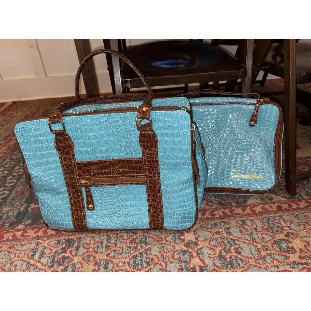 *Samantha Brown Croco Underseater—Turquoise Blue 3 Piece Set VGC